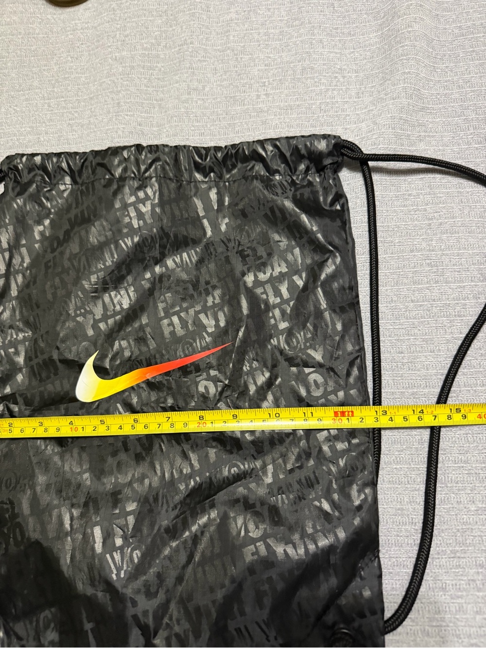Nike Black Drawstring Bag with Yellow-Red Gradient Swoosh new - Picture 6 of 6